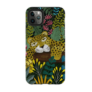 iPhone phone case-Sleepy Leopard By Bex Parkin-Product Details Raised bevel to protect screen from scratches. Impact resistant polycarbonate shell and shock absorbing inner TPU liner. Secure fit with design wrapping around side of the case and full access to ports. Compatible with Qi-standard wireless charging. Thickness 1/8 inch (3mm), weight 30g. Compatibility See drop down menu for options, please select the right case as we print to order.-Stringberry