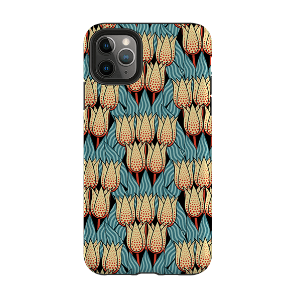 iPhone phone case-Spotty Tulip By Cressida Bell-Product Details Raised bevel to protect screen from scratches. Impact resistant polycarbonate shell and shock absorbing inner TPU liner. Secure fit with design wrapping around side of the case and full access to ports. Compatible with Qi-standard wireless charging. Thickness 1/8 inch (3mm), weight 30g. Compatibility See drop down menu for options, please select the right case as we print to order.-Stringberry