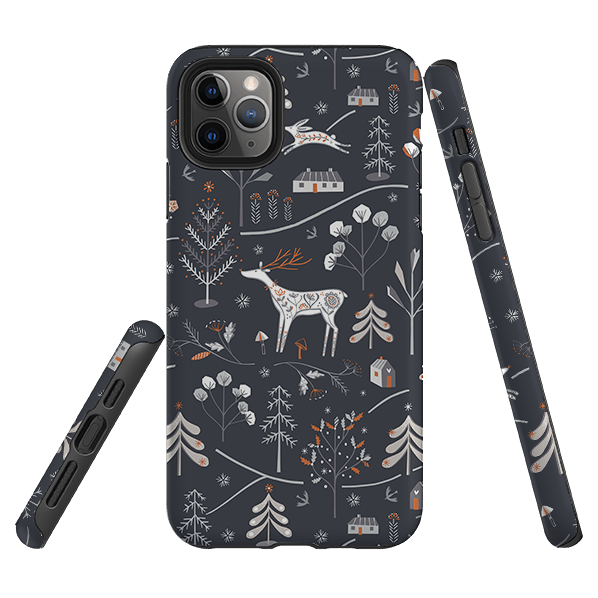 iPhone phone case-Winterfold B By Ali Brookes-Product Details Raised bevel to protect screen from scratches. Impact resistant polycarbonate shell and shock absorbing inner TPU liner. Secure fit with design wrapping around side of the case and full access to ports. Compatible with Qi-standard wireless charging. Thickness 1/8 inch (3mm), weight 30g. Compatibility See drop down menu for options, please select the right case as we print to order.-Stringberry