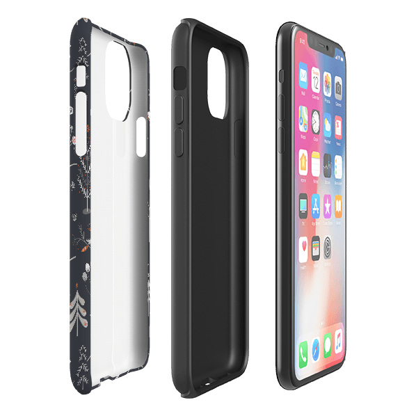 iPhone phone case-Winterfold B By Ali Brookes-Product Details Raised bevel to protect screen from scratches. Impact resistant polycarbonate shell and shock absorbing inner TPU liner. Secure fit with design wrapping around side of the case and full access to ports. Compatible with Qi-standard wireless charging. Thickness 1/8 inch (3mm), weight 30g. Compatibility See drop down menu for options, please select the right case as we print to order.-Stringberry