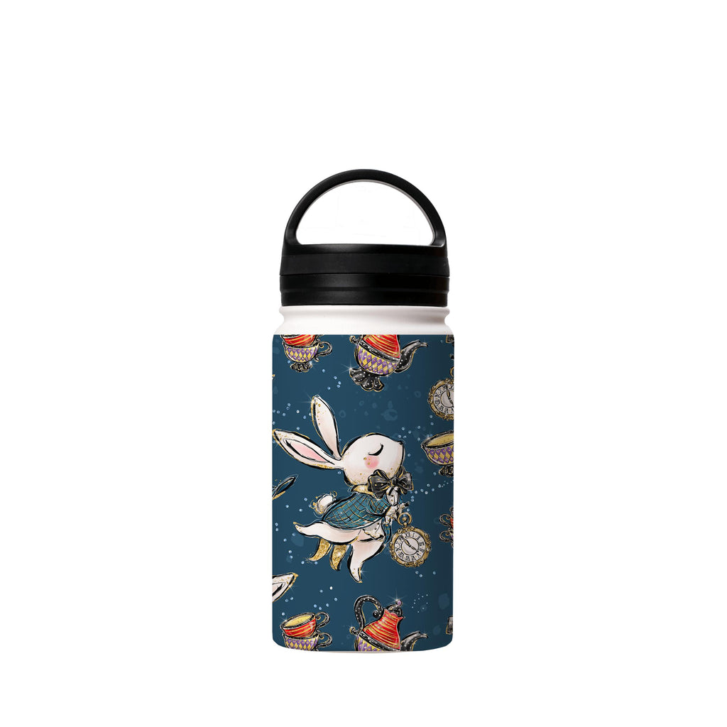Water Bottles-Magic Alice Insulated Stainless Steel Water Bottle-12oz (350ml)-handle cap-Insulated Steel Water Bottle Our insulated stainless steel bottle comes in 3 sizes- Small 12oz (350ml), Medium 18oz (530ml) and Large 32oz (945ml) . It comes with a leak proof cap Keeps water cool for 24 hours Also keeps things warm for up to 12 hours Choice of 3 lids ( Sport Cap, Handle Cap, Flip Cap ) for easy carrying Dishwasher Friendly Lightweight, durable and easy to carry Reusable, so it's safe for th