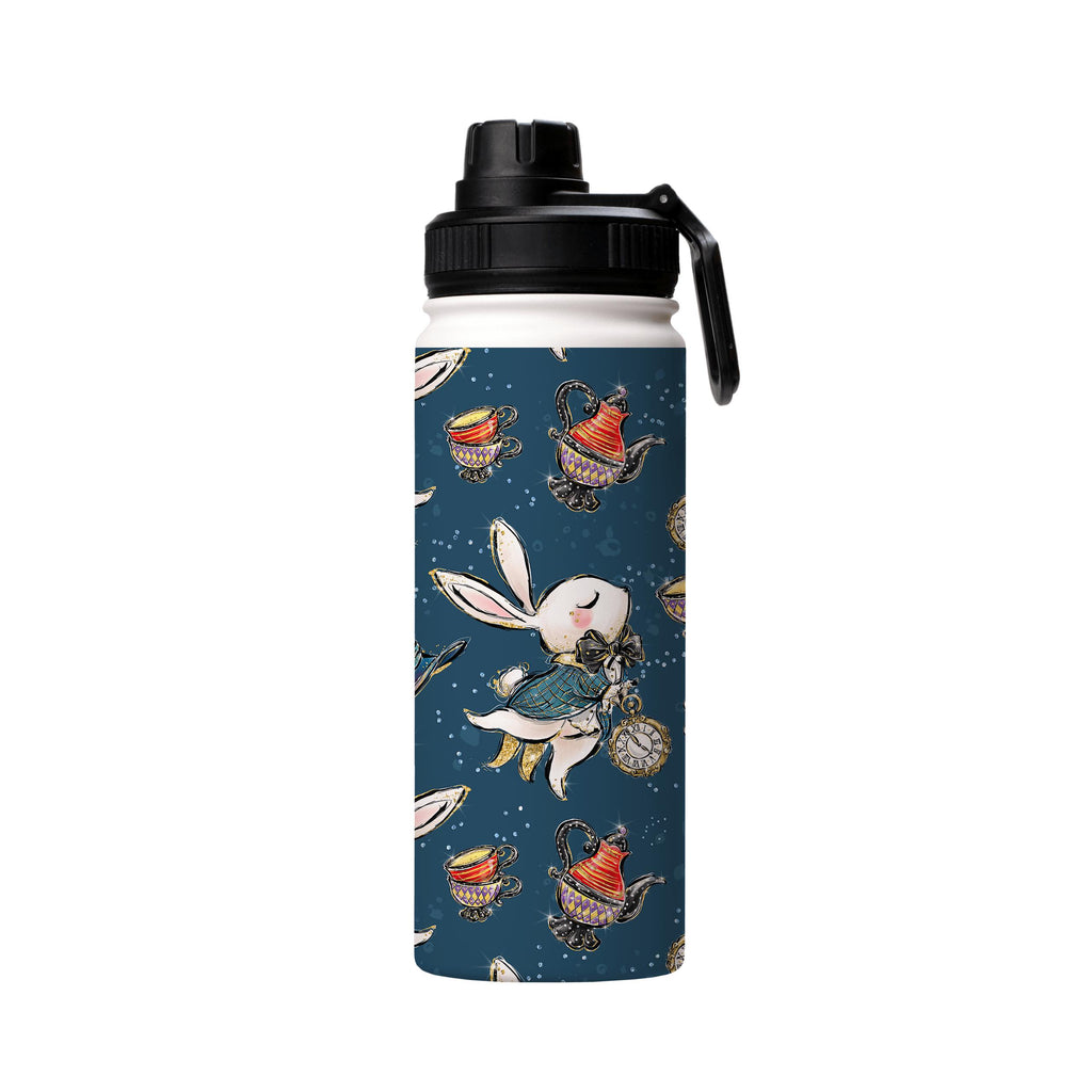 Water Bottles-Magic Alice Insulated Stainless Steel Water Bottle-18oz (530ml)-Sport cap-Insulated Steel Water Bottle Our insulated stainless steel bottle comes in 3 sizes- Small 12oz (350ml), Medium 18oz (530ml) and Large 32oz (945ml) . It comes with a leak proof cap Keeps water cool for 24 hours Also keeps things warm for up to 12 hours Choice of 3 lids ( Sport Cap, Handle Cap, Flip Cap ) for easy carrying Dishwasher Friendly Lightweight, durable and easy to carry Reusable, so it's safe for the