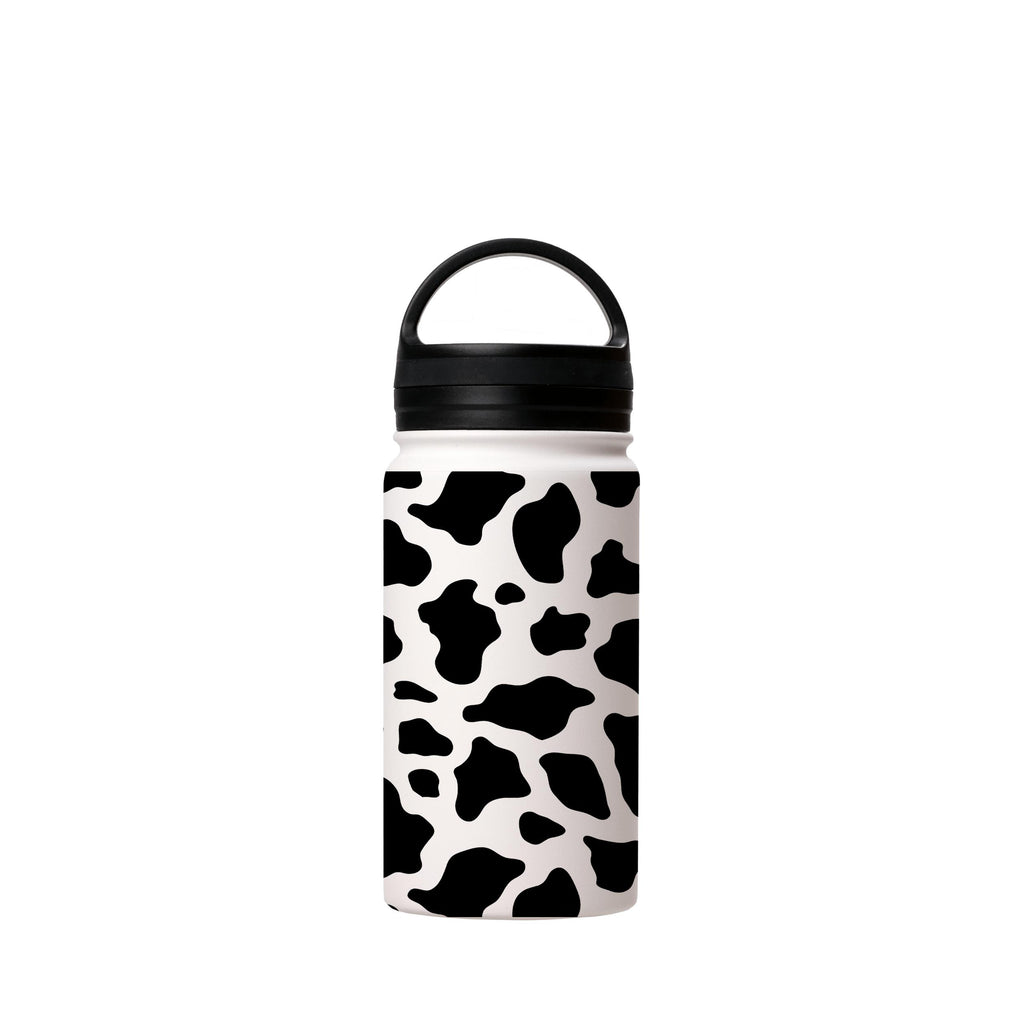 Water Bottles-Moo Insulated Stainless Steel Water Bottle-12oz (350ml)-handle cap-Insulated Steel Water Bottle Our insulated stainless steel bottle comes in 3 sizes- Small 12oz (350ml), Medium 18oz (530ml) and Large 32oz (945ml) . It comes with a leak proof cap Keeps water cool for 24 hours Also keeps things warm for up to 12 hours Choice of 3 lids ( Sport Cap, Handle Cap, Flip Cap ) for easy carrying Dishwasher Friendly Lightweight, durable and easy to carry Reusable, so it's safe for the planet