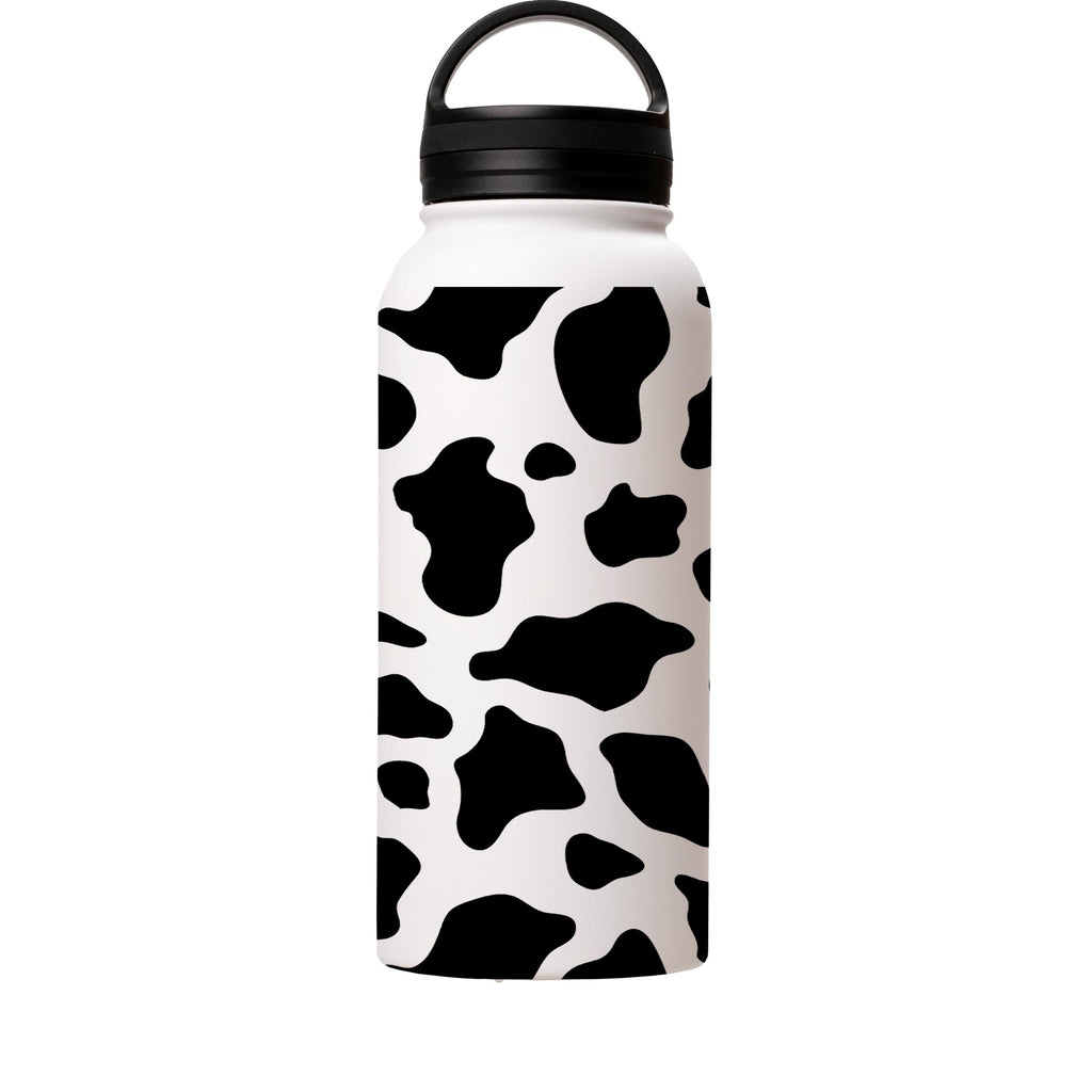 Water Bottles-Moo Insulated Stainless Steel Water Bottle-32oz (945ml)-handle cap-Insulated Steel Water Bottle Our insulated stainless steel bottle comes in 3 sizes- Small 12oz (350ml), Medium 18oz (530ml) and Large 32oz (945ml) . It comes with a leak proof cap Keeps water cool for 24 hours Also keeps things warm for up to 12 hours Choice of 3 lids ( Sport Cap, Handle Cap, Flip Cap ) for easy carrying Dishwasher Friendly Lightweight, durable and easy to carry Reusable, so it's safe for the planet
