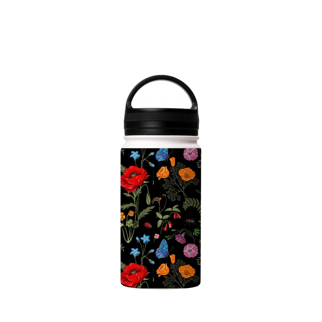 Water Bottles-Moonlight Garden Insulated Stainless Steel Water Bottle-12oz (350ml)-handle cap-Insulated Steel Water Bottle Our insulated stainless steel bottle comes in 3 sizes- Small 12oz (350ml), Medium 18oz (530ml) and Large 32oz (945ml) . It comes with a leak proof cap Keeps water cool for 24 hours Also keeps things warm for up to 12 hours Choice of 3 lids ( Sport Cap, Handle Cap, Flip Cap ) for easy carrying Dishwasher Friendly Lightweight, durable and easy to carry Reusable, so it's safe f