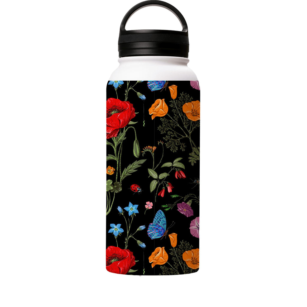 Water Bottles-Moonlight Garden Insulated Stainless Steel Water Bottle-32oz (945ml)-handle cap-Insulated Steel Water Bottle Our insulated stainless steel bottle comes in 3 sizes- Small 12oz (350ml), Medium 18oz (530ml) and Large 32oz (945ml) . It comes with a leak proof cap Keeps water cool for 24 hours Also keeps things warm for up to 12 hours Choice of 3 lids ( Sport Cap, Handle Cap, Flip Cap ) for easy carrying Dishwasher Friendly Lightweight, durable and easy to carry Reusable, so it's safe f