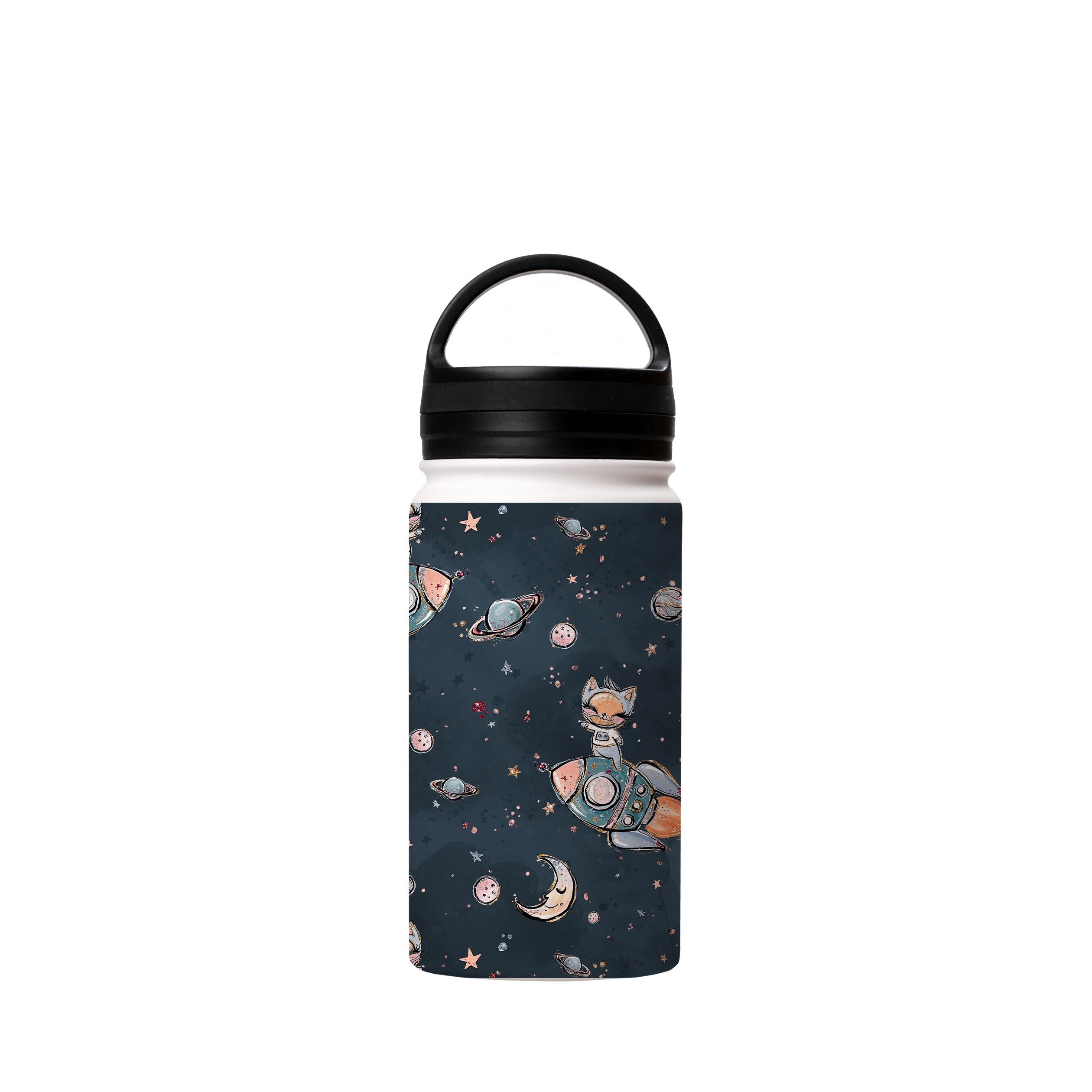 Water Bottles-No Limit Insulated Stainless Steel Water Bottle-12oz (350ml)-handle cap-Insulated Steel Water Bottle Our insulated stainless steel bottle comes in 3 sizes- Small 12oz (350ml), Medium 18oz (530ml) and Large 32oz (945ml) . It comes with a leak proof cap Keeps water cool for 24 hours Also keeps things warm for up to 12 hours Choice of 3 lids ( Sport Cap, Handle Cap, Flip Cap ) for easy carrying Dishwasher Friendly Lightweight, durable and easy to carry Reusable, so it's safe for the p
