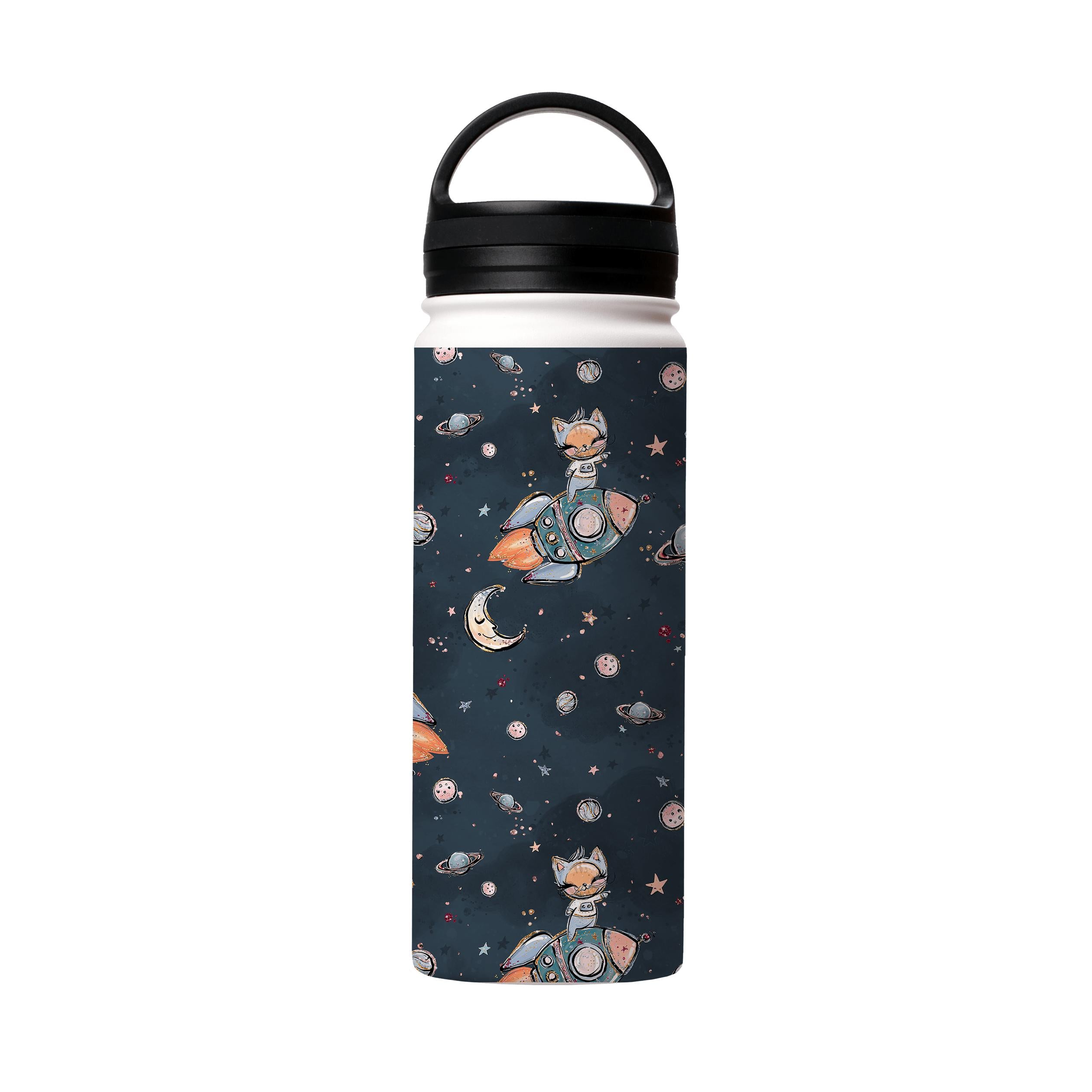 Water Bottles-No Limit Insulated Stainless Steel Water Bottle-18oz (530ml)-handle cap-Insulated Steel Water Bottle Our insulated stainless steel bottle comes in 3 sizes- Small 12oz (350ml), Medium 18oz (530ml) and Large 32oz (945ml) . It comes with a leak proof cap Keeps water cool for 24 hours Also keeps things warm for up to 12 hours Choice of 3 lids ( Sport Cap, Handle Cap, Flip Cap ) for easy carrying Dishwasher Friendly Lightweight, durable and easy to carry Reusable, so it's safe for the p
