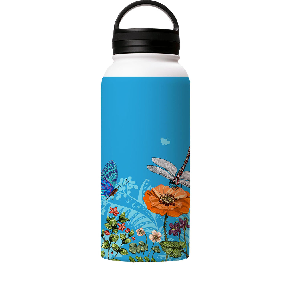 Water Bottles-Pashley Manor Blue Insulated Stainless Steel Water Bottle-32oz (945ml)-handle cap-Insulated Steel Water Bottle Our insulated stainless steel bottle comes in 3 sizes- Small 12oz (350ml), Medium 18oz (530ml) and Large 32oz (945ml) . It comes with a leak proof cap Keeps water cool for 24 hours Also keeps things warm for up to 12 hours Choice of 3 lids ( Sport Cap, Handle Cap, Flip Cap ) for easy carrying Dishwasher Friendly Lightweight, durable and easy to carry Reusable, so it's safe