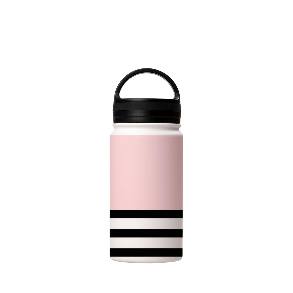 Water Bottles-Pink And Stripes Insulated Stainless Steel Water Bottle-12oz (350ml)-handle cap-Insulated Steel Water Bottle Our insulated stainless steel bottle comes in 3 sizes- Small 12oz (350ml), Medium 18oz (530ml) and Large 32oz (945ml) . It comes with a leak proof cap Keeps water cool for 24 hours Also keeps things warm for up to 12 hours Choice of 3 lids ( Sport Cap, Handle Cap, Flip Cap ) for easy carrying Dishwasher Friendly Lightweight, durable and easy to carry Reusable, so it's safe f