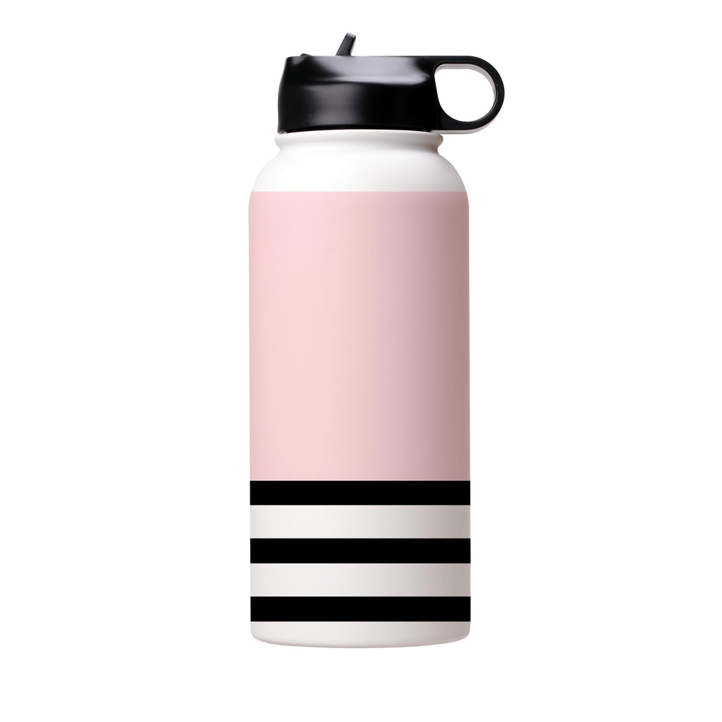 Water Bottles-Pink And Stripes Insulated Stainless Steel Water Bottle-32oz (945ml)-Flip cap-Insulated Steel Water Bottle Our insulated stainless steel bottle comes in 3 sizes- Small 12oz (350ml), Medium 18oz (530ml) and Large 32oz (945ml) . It comes with a leak proof cap Keeps water cool for 24 hours Also keeps things warm for up to 12 hours Choice of 3 lids ( Sport Cap, Handle Cap, Flip Cap ) for easy carrying Dishwasher Friendly Lightweight, durable and easy to carry Reusable, so it's safe for