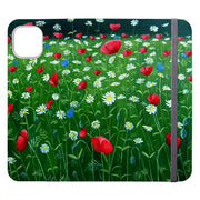 Custodia per telefono con portafoglio - Papaveri di Mary Stubberfield - Custodia in pelle vegana con portafoglio. Pelle vegana. 3 slot per carte. Esterno completamente stampato. Compatibilità: consulta il menu a discesa per le opzioni, per favore seleziona la custodia giusta poiché realizziamo su ordinazione. - Stringberry