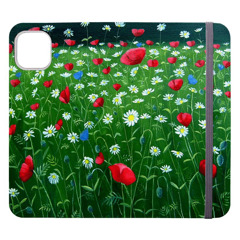 Custodia per telefono con portafoglio - Papaveri di Mary Stubberfield - Custodia in pelle vegana con portafoglio. Pelle vegana. 3 slot per carte. Esterno completamente stampato. Compatibilità: consulta il menu a discesa per le opzioni, per favore seleziona la custodia giusta poiché realizziamo su ordinazione. - Stringberry