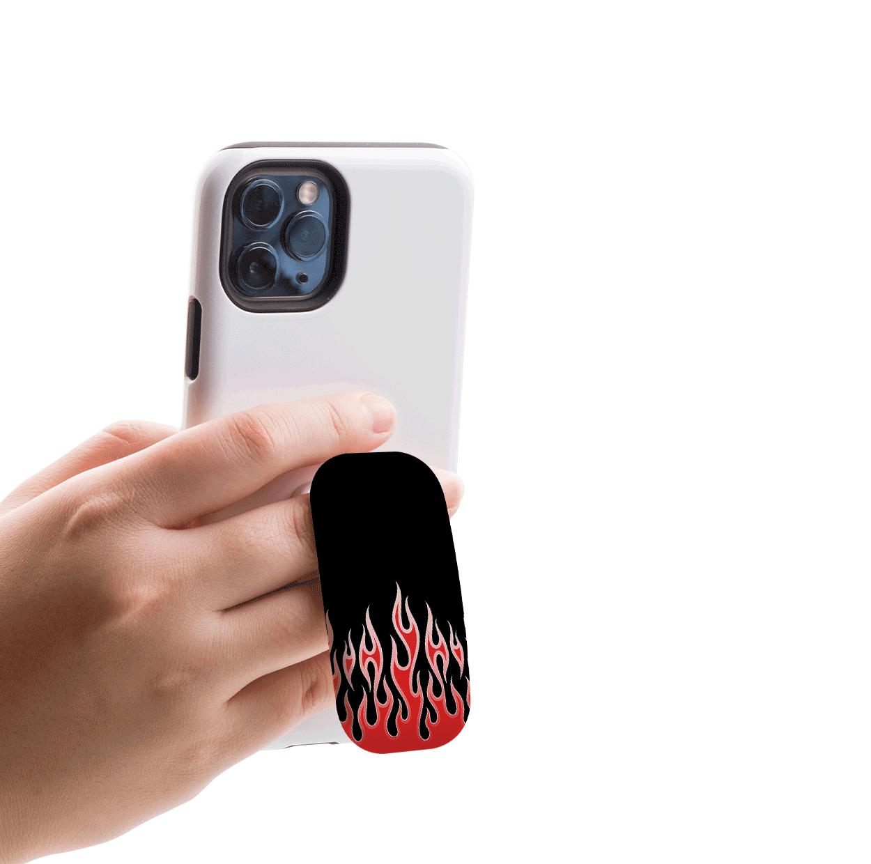 Red Flames Black Phone Stand
