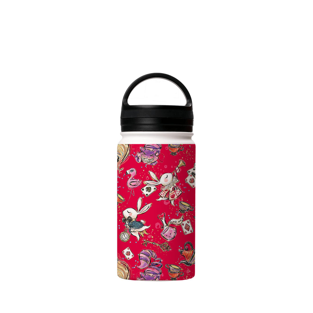 Water Bottles-Red Alice Insulated Stainless Steel Water Bottle-12oz (350ml)-handle cap-Insulated Steel Water Bottle Our insulated stainless steel bottle comes in 3 sizes- Small 12oz (350ml), Medium 18oz (530ml) and Large 32oz (945ml) . It comes with a leak proof cap Keeps water cool for 24 hours Also keeps things warm for up to 12 hours Choice of 3 lids ( Sport Cap, Handle Cap, Flip Cap ) for easy carrying Dishwasher Friendly Lightweight, durable and easy to carry Reusable, so it's safe for the 