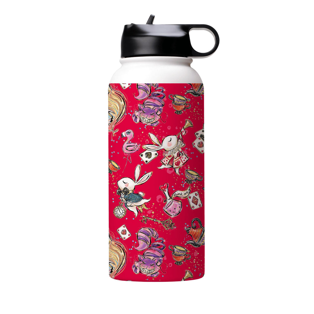 Water Bottles-Red Alice Insulated Stainless Steel Water Bottle-32oz (945ml)-Flip cap-Insulated Steel Water Bottle Our insulated stainless steel bottle comes in 3 sizes- Small 12oz (350ml), Medium 18oz (530ml) and Large 32oz (945ml) . It comes with a leak proof cap Keeps water cool for 24 hours Also keeps things warm for up to 12 hours Choice of 3 lids ( Sport Cap, Handle Cap, Flip Cap ) for easy carrying Dishwasher Friendly Lightweight, durable and easy to carry Reusable, so it's safe for the pl