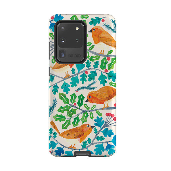 Samsung phone case-Robins By Tracey English-Product Details Raised bevel to protect screen from scratches. Impact resistant polycarbonate shell and shock absorbing inner TPU liner. Secure fit with design wrapping around side of the case and full access to ports. Compatible with Qi-standard wireless charging. Thickness 1/8 inch (3mm), weight 30g. Compatibility See drop down menu for options, please select the right case as we print to order.-Stringberry