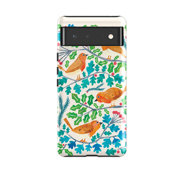 Google phone case-Robins By Tracey English-Product Details Raised bevel to protect screen from scratches. Impact resistant polycarbonate shell and shock absorbing inner TPU liner. Secure fit with design wrapping around side of the case and full access to ports. Compatible with Qi-standard wireless charging. Thickness 1/8 inch (3mm), weight 30g. Compatibility See drop down menu for options, please select the right case as we print to order.-Stringberry