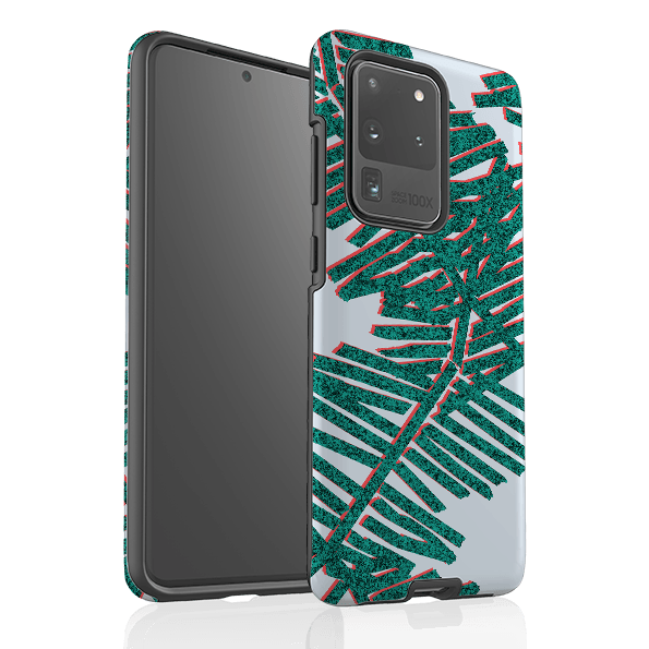 Samsung phone case-Afternoon Palm By Kitty Joseph-Product Details Raised bevel to protect screen from scratches. Impact resistant polycarbonate shell and shock absorbing inner TPU liner. Secure fit with design wrapping around side of the case and full access to ports. Compatible with Qi-standard wireless charging. Thickness 1/8 inch (3mm), weight 30g. Compatibility See drop down menu for options, please select the right case as we print to order.-Stringberry