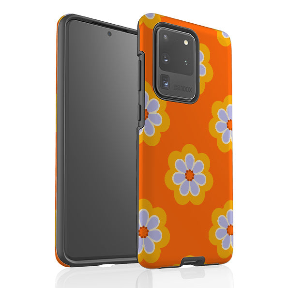 Samsung phone case-Amber Floral-Product Details Raised bevel to protect screen from scratches. Impact resistant polycarbonate shell and shock absorbing inner TPU liner. Secure fit with design wrapping around side of the case and full access to ports. Compatible with Qi-standard wireless charging. Thickness 1/8 inch (3mm), weight 30g. Compatibility See drop down menu for options, please select the right case as we print to order.-Stringberry