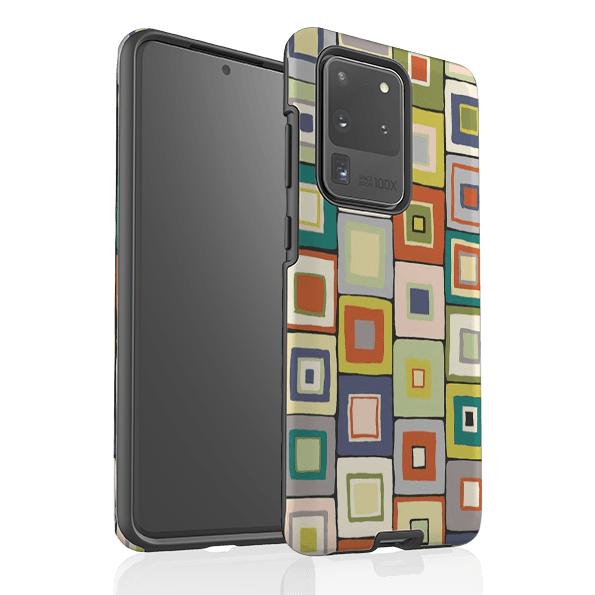 Samsung phone case-Atelier Blanket Squares Urbane By Sarah Campbell-Product Details Raised bevel to protect screen from scratches. Impact resistant polycarbonate shell and shock absorbing inner TPU liner. Secure fit with design wrapping around side of the case and full access to ports. Compatible with Qi-standard wireless charging. Thickness 1/8 inch (3mm), weight 30g. Compatibility See drop down menu for options, please select the right case as we print to order.-Stringberry