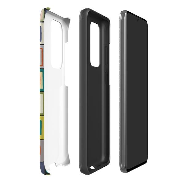 Samsung phone case-Atelier Blanket Squares Urbane By Sarah Campbell-Product Details Raised bevel to protect screen from scratches. Impact resistant polycarbonate shell and shock absorbing inner TPU liner. Secure fit with design wrapping around side of the case and full access to ports. Compatible with Qi-standard wireless charging. Thickness 1/8 inch (3mm), weight 30g. Compatibility See drop down menu for options, please select the right case as we print to order.-Stringberry