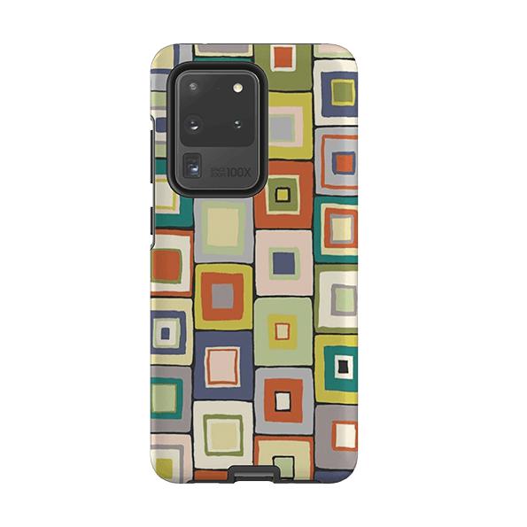 Samsung phone case-Atelier Blanket Squares Urbane By Sarah Campbell-Product Details Raised bevel to protect screen from scratches. Impact resistant polycarbonate shell and shock absorbing inner TPU liner. Secure fit with design wrapping around side of the case and full access to ports. Compatible with Qi-standard wireless charging. Thickness 1/8 inch (3mm), weight 30g. Compatibility See drop down menu for options, please select the right case as we print to order.-Stringberry