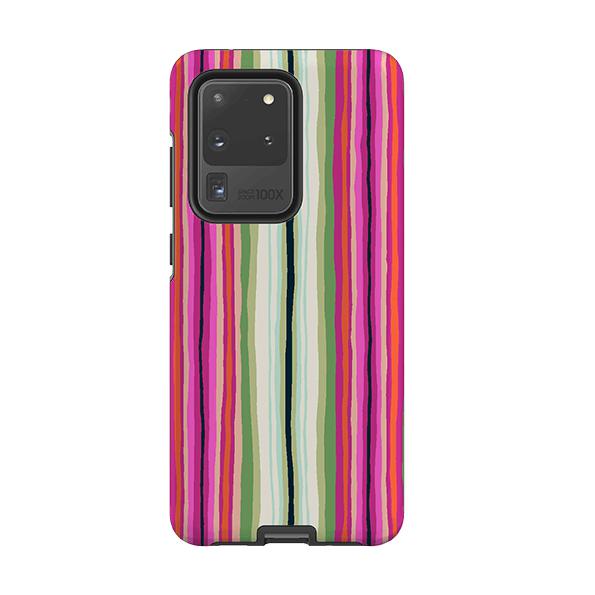 Samsung phone case-Atelier Stripe Windflower By Sarah Campbell-Product Details Raised bevel to protect screen from scratches. Impact resistant polycarbonate shell and shock absorbing inner TPU liner. Secure fit with design wrapping around side of the case and full access to ports. Compatible with Qi-standard wireless charging. Thickness 1/8 inch (3mm), weight 30g. Compatibility See drop down menu for options, please select the right case as we print to order.-Stringberry