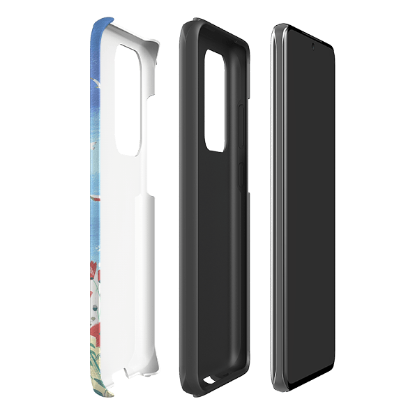 Samsung phone case-Beach Dogs By Mary Stubberfield-Product Details Raised bevel to protect screen from scratches. Impact resistant polycarbonate shell and shock absorbing inner TPU liner. Secure fit with design wrapping around side of the case and full access to ports. Compatible with Qi-standard wireless charging. Thickness 1/8 inch (3mm), weight 30g. Compatibility See drop down menu for options, please select the right case as we print to order.-Stringberry