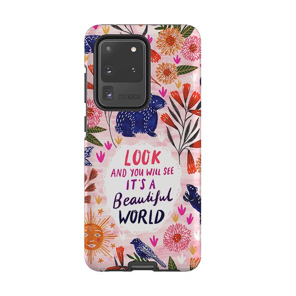 Samsung phone case-Beautiful World By Lee Foster Wilson-Product Details Raised bevel to protect screen from scratches. Impact resistant polycarbonate shell and shock absorbing inner TPU liner. Secure fit with design wrapping around side of the case and full access to ports. Compatible with Qi-standard wireless charging. Thickness 1/8 inch (3mm), weight 30g. Compatibility See drop down menu for options, please select the right case as we print to order.-Stringberry