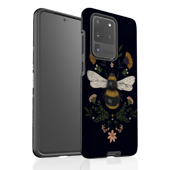 Samsung phone case-Bee By Jade Mosinski-Product Details Raised bevel to protect screen from scratches. Impact resistant polycarbonate shell and shock absorbing inner TPU liner. Secure fit with design wrapping around side of the case and full access to ports. Compatible with Qi-standard wireless charging. Thickness 1/8 inch (3mm), weight 30g. Compatibility See drop down menu for options, please select the right case as we print to order.-Stringberry