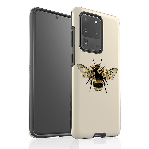 Samsung phone case-Bee I-Product Details Raised bevel to protect screen from scratches. Impact resistant polycarbonate shell and shock absorbing inner TPU liner. Secure fit with design wrapping around side of the case and full access to ports. Compatible with Qi-standard wireless charging. Thickness 1/8 inch (3mm), weight 30g. Compatibility See drop down menu for options, please select the right case as we print to order.-Stringberry