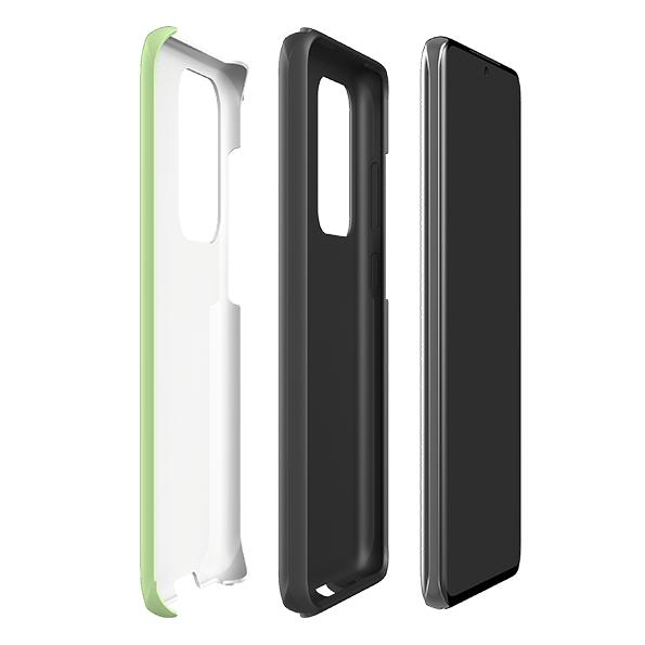 Samsung phone case-Bee I Mint-Product Details Raised bevel to protect screen from scratches. Impact resistant polycarbonate shell and shock absorbing inner TPU liner. Secure fit with design wrapping around side of the case and full access to ports. Compatible with Qi-standard wireless charging. Thickness 1/8 inch (3mm), weight 30g. Compatibility See drop down menu for options, please select the right case as we print to order.-Stringberry
