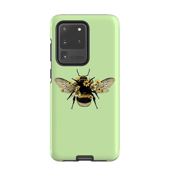Samsung phone case-Bee I Mint-Product Details Raised bevel to protect screen from scratches. Impact resistant polycarbonate shell and shock absorbing inner TPU liner. Secure fit with design wrapping around side of the case and full access to ports. Compatible with Qi-standard wireless charging. Thickness 1/8 inch (3mm), weight 30g. Compatibility See drop down menu for options, please select the right case as we print to order.-Stringberry