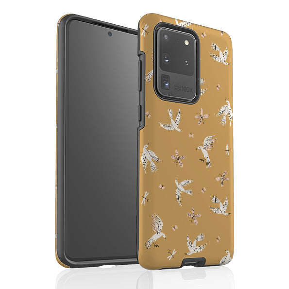Samsung phone case-Birds And Butterflies By Meghann Rader-Product Details Raised bevel to protect screen from scratches. Impact resistant polycarbonate shell and shock absorbing inner TPU liner. Secure fit with design wrapping around side of the case and full access to ports. Compatible with Qi-standard wireless charging. Thickness 1/8 inch (3mm), weight 30g. Compatibility See drop down menu for options, please select the right case as we print to order.-Stringberry
