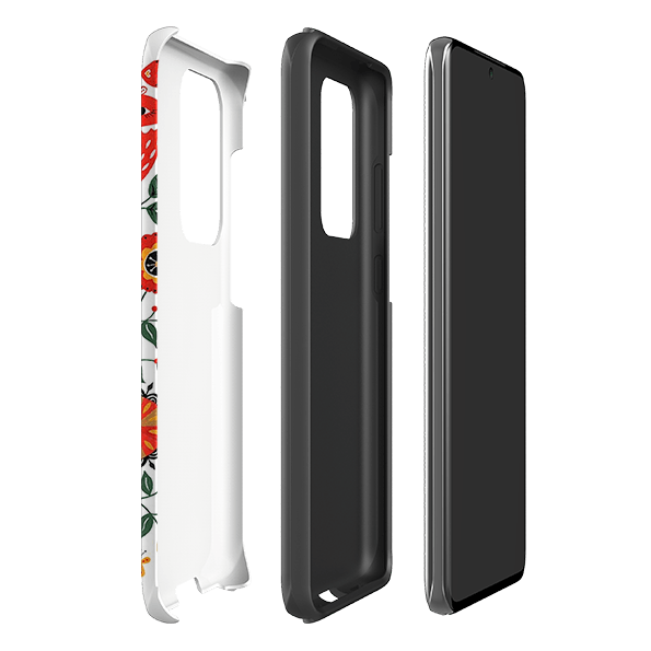 Samsung phone case-Birds And Floral By Suzy Taylor-Product Details Raised bevel to protect screen from scratches. Impact resistant polycarbonate shell and shock absorbing inner TPU liner. Secure fit with design wrapping around side of the case and full access to ports. Compatible with Qi-standard wireless charging. Thickness 1/8 inch (3mm), weight 30g. Compatibility See drop down menu for options, please select the right case as we print to order.-Stringberry