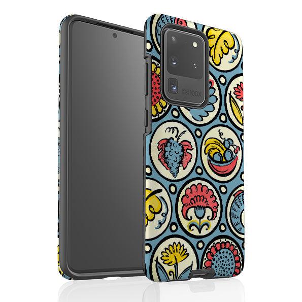 Samsung phone case-Birds, Fish And Fruit By Cressida Bell-Product Details Raised bevel to protect screen from scratches. Impact resistant polycarbonate shell and shock absorbing inner TPU liner. Secure fit with design wrapping around side of the case and full access to ports. Compatible with Qi-standard wireless charging. Thickness 1/8 inch (3mm), weight 30g. Compatibility See drop down menu for options, please select the right case as we print to order.-Stringberry