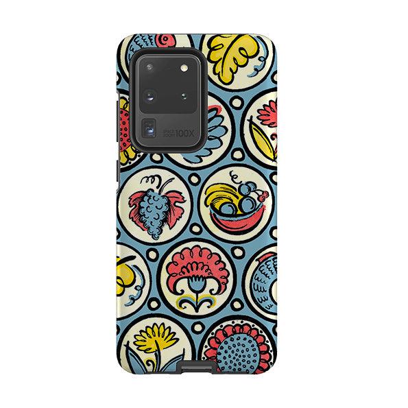 Samsung phone case-Birds, Fish And Fruit By Cressida Bell-Product Details Raised bevel to protect screen from scratches. Impact resistant polycarbonate shell and shock absorbing inner TPU liner. Secure fit with design wrapping around side of the case and full access to ports. Compatible with Qi-standard wireless charging. Thickness 1/8 inch (3mm), weight 30g. Compatibility See drop down menu for options, please select the right case as we print to order.-Stringberry