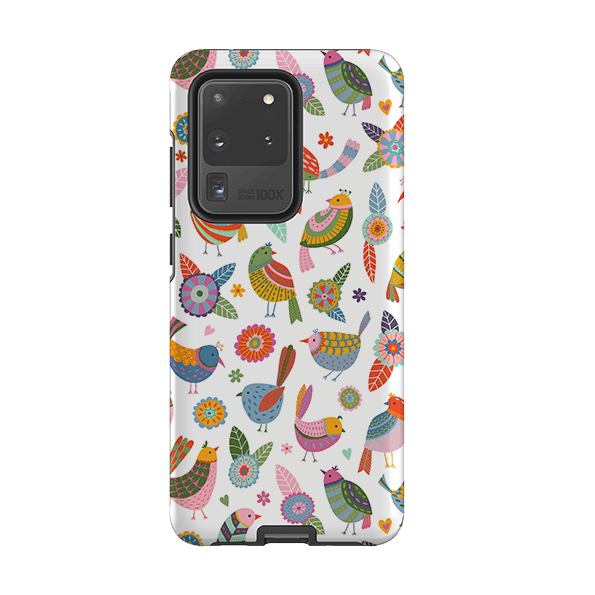 Samsung phone case-Birds Of A Feather By Suzy Taylor-Product Details Raised bevel to protect screen from scratches. Impact resistant polycarbonate shell and shock absorbing inner TPU liner. Secure fit with design wrapping around side of the case and full access to ports. Compatible with Qi-standard wireless charging. Thickness 1/8 inch (3mm), weight 30g. Compatibility See drop down menu for options, please select the right case as we print to order.-Stringberry