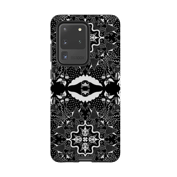 Samsung phone case-Black Magic By Mia Underwood-Product Details Raised bevel to protect screen from scratches. Impact resistant polycarbonate shell and shock absorbing inner TPU liner. Secure fit with design wrapping around side of the case and full access to ports. Compatible with Qi-standard wireless charging. Thickness 1/8 inch (3mm), weight 30g. Compatibility See drop down menu for options, please select the right case as we print to order.-Stringberry