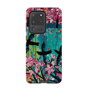 Samsung phone case-Blackbirds By Claire West-Product Details Raised bevel to protect screen from scratches. Impact resistant polycarbonate shell and shock absorbing inner TPU liner. Secure fit with design wrapping around side of the case and full access to ports. Compatible with Qi-standard wireless charging. Thickness 1/8 inch (3mm), weight 30g. Compatibility See drop down menu for options, please select the right case as we print to order.-Stringberry