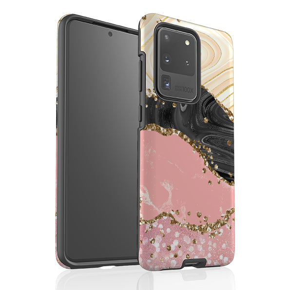 Samsung phone case-Blanco (case does not glitter)-Product Details Raised bevel to protect screen from scratches. Impact resistant polycarbonate shell and shock absorbing inner TPU liner. Secure fit with design wrapping around side of the case and full access to ports. Compatible with Qi-standard wireless charging. Thickness 1/8 inch (3mm), weight 30g. Compatibility See drop down menu for options, please select the right case as we print to order.-Stringberry