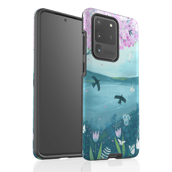 Samsung phone case-Blossom Tree By Mary Stubberfield-Product Details Raised bevel to protect screen from scratches. Impact resistant polycarbonate shell and shock absorbing inner TPU liner. Secure fit with design wrapping around side of the case and full access to ports. Compatible with Qi-standard wireless charging. Thickness 1/8 inch (3mm), weight 30g. Compatibility See drop down menu for options, please select the right case as we print to order.-Stringberry