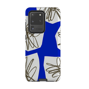 Samsung phone case-Blue Collage Flower By Kitty Joseph-Product Details Raised bevel to protect screen from scratches. Impact resistant polycarbonate shell and shock absorbing inner TPU liner. Secure fit with design wrapping around side of the case and full access to ports. Compatible with Qi-standard wireless charging. Thickness 1/8 inch (3mm), weight 30g. Compatibility See drop down menu for options, please select the right case as we print to order.-Stringberry