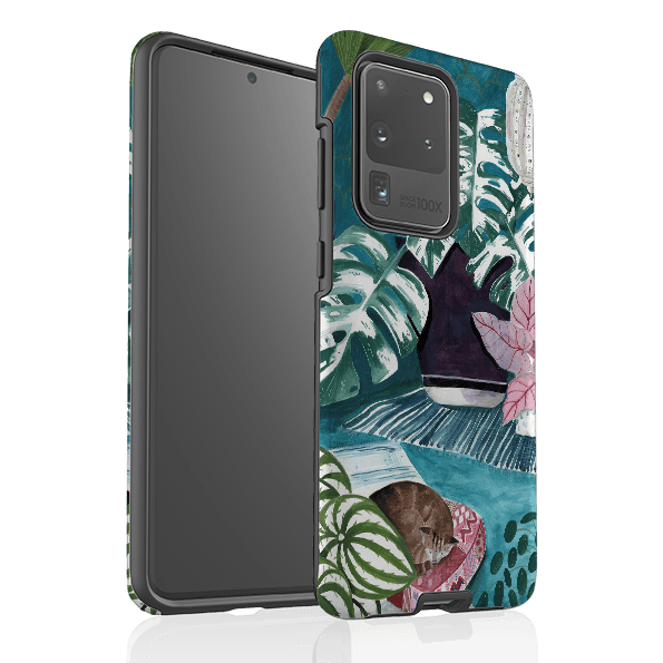 Samsung phone case-Blue Interior By Bex Parkin-Product Details Raised bevel to protect screen from scratches. Impact resistant polycarbonate shell and shock absorbing inner TPU liner. Secure fit with design wrapping around side of the case and full access to ports. Compatible with Qi-standard wireless charging. Thickness 1/8 inch (3mm), weight 30g. Compatibility See drop down menu for options, please select the right case as we print to order.-Stringberry