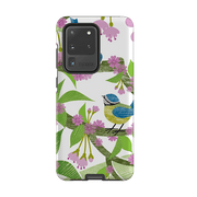 Samsung phone case-Blue Tits and Blossom By Liane Payne-Product Details Raised bevel to protect screen from scratches. Impact resistant polycarbonate shell and shock absorbing inner TPU liner. Secure fit with design wrapping around side of the case and full access to ports. Compatible with Qi-standard wireless charging. Thickness 1/8 inch (3mm), weight 30g. Compatibility See drop down menu for options, please select the right case as we print to order.-Stringberry
