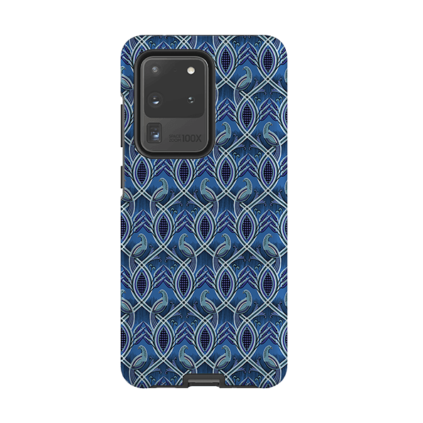 Samsung phone case-Bluebirds By Cressida Bell-Product Details Raised bevel to protect screen from scratches. Impact resistant polycarbonate shell and shock absorbing inner TPU liner. Secure fit with design wrapping around side of the case and full access to ports. Compatible with Qi-standard wireless charging. Thickness 1/8 inch (3mm), weight 30g. Compatibility See drop down menu for options, please select the right case as we print to order.-Stringberry