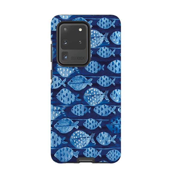 Samsung phone case-Bluefish By Sarah Campbell-Product Details Raised bevel to protect screen from scratches. Impact resistant polycarbonate shell and shock absorbing inner TPU liner. Secure fit with design wrapping around side of the case and full access to ports. Compatible with Qi-standard wireless charging. Thickness 1/8 inch (3mm), weight 30g. Compatibility See drop down menu for options, please select the right case as we print to order.-Stringberry