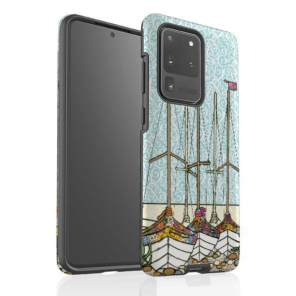 Samsung phone case-Boats At Rest By Amelia Bowman-Product Details Raised bevel to protect screen from scratches. Impact resistant polycarbonate shell and shock absorbing inner TPU liner. Secure fit with design wrapping around side of the case and full access to ports. Compatible with Qi-standard wireless charging. Thickness 1/8 inch (3mm), weight 30g. Compatibility See drop down menu for options, please select the right case as we print to order.-Stringberry