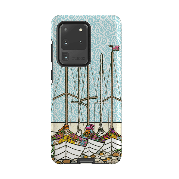 Samsung phone case-Boats At Rest By Amelia Bowman-Product Details Raised bevel to protect screen from scratches. Impact resistant polycarbonate shell and shock absorbing inner TPU liner. Secure fit with design wrapping around side of the case and full access to ports. Compatible with Qi-standard wireless charging. Thickness 1/8 inch (3mm), weight 30g. Compatibility See drop down menu for options, please select the right case as we print to order.-Stringberry
